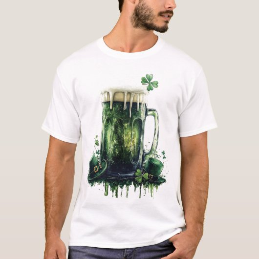 Proost op St. Patrick's Day! Bierillustratie T-shirt (Voorkant)