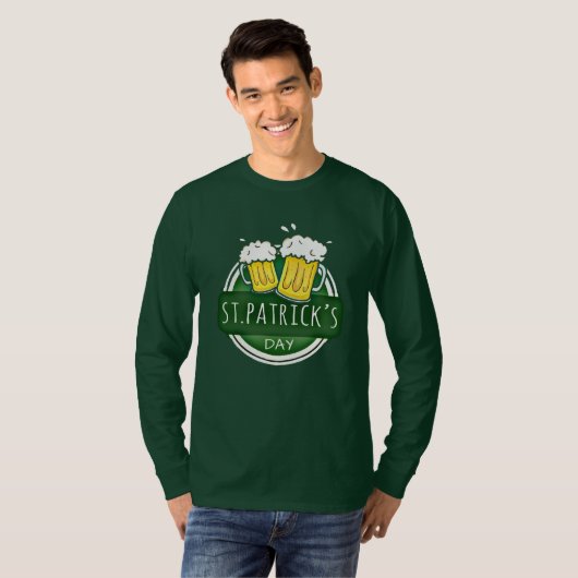 Proost op St Patrick's Day Biersoorten Groen T-shirt (Voorkant volledig)
