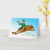 Proost op St. Patrick's Day Leprechaun Frog and Be Kaart (Gele Bloem)