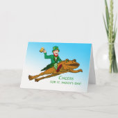 Proost op St. Patrick's Day Leprechaun Frog and Be Kaart (Voorkant)
