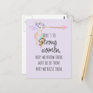 Proost op Sterke Vrouwen Boho Bloem Arrow Lila Briefkaart