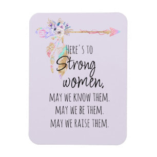 Proost op Sterke Vrouwen Boho Bloem Pijl Lila Magneet