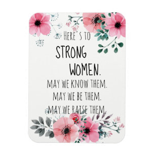 Proost op Sterke Vrouwen Citaat Waterverf Bloemsch Magneet