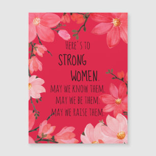 Proost op Sterke Vrouwen Kersenrood Bloem Magnetis