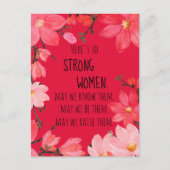 Proost op Sterke Vrouwen Kersenrood Bloemmotief Briefkaart (Voorkant)