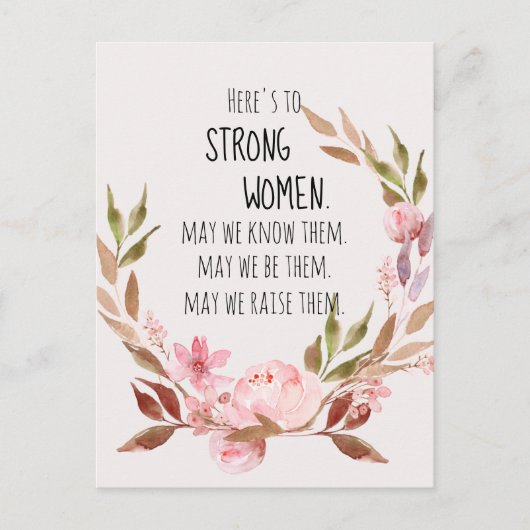 Proost op Sterke Vrouwen Roze Pioen  Briefkaart (Voorkant)