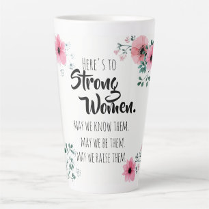 Proost op Sterke Vrouwen Watercolor Bloemensymboo Latte Mok