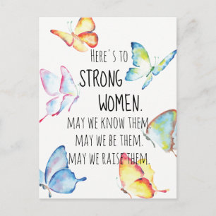 Proost op Sterke Vrouwen Watercolor Vlinders Briefkaart