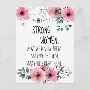 Proost op Sterke Vrouwen Waterverf Bloemen Briefkaart