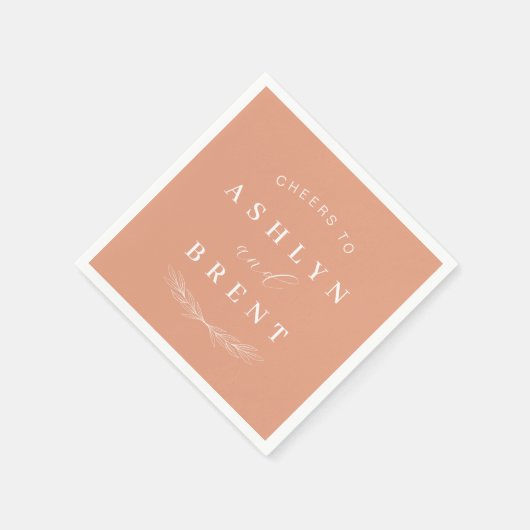 Proost op terracotta bruiloft cocktail servetten (Hoek)