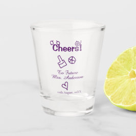 Proost op toekomstige mevrouw voeg bruid naam paar shot glas
