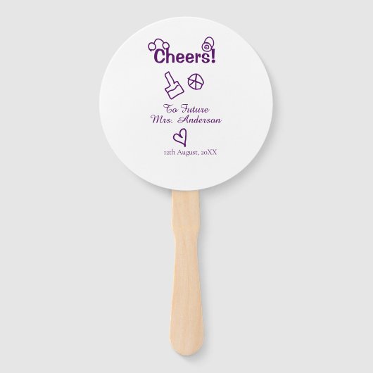 Proost op toekomstige mevrouw voeg bruidsnaam paar handwaaier (Voorkant)