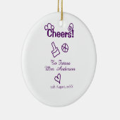 Proost op toekomstige mevrouw voeg bruidsnaam paar keramisch ornament (Rechts)