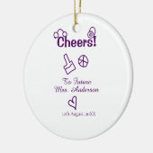 Proost op toekomstige mevrouw voeg bruidsnaam paar keramisch ornament (Links)