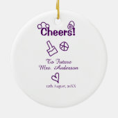Proost op toekomstige mevrouw voeg bruidsnaam paar keramisch ornament (Achterkant)