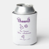 Proost op toekomstige mevrouw voeg bruidsnaam toe  blikjeskoeler (Blikje Voorkant)