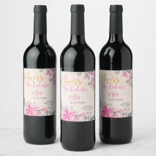 Proost op toekomstige mevrouw Winterbloemen Brui Wijn Etiket