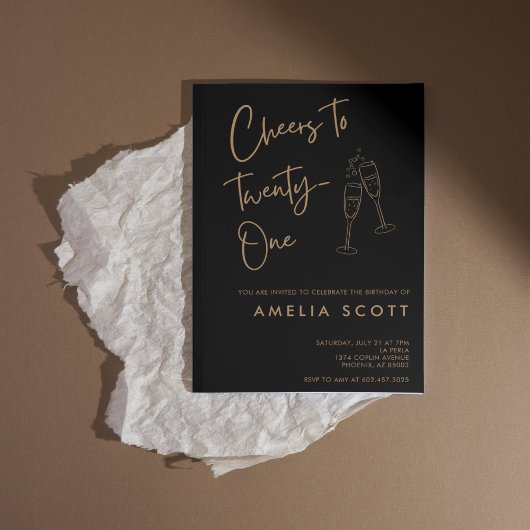 Proost op Twenty One Black Gold 21e verjaardag Kaart