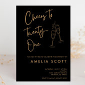 Proost op Twenty One Black Gold 21e verjaardag Kaart
