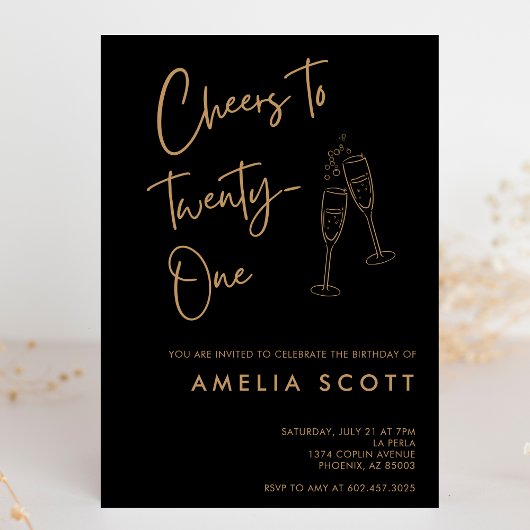 Proost op Twenty One Black Gold 21e verjaardag Kaart