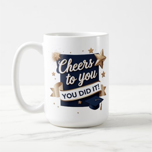 Proost op u" Afstuderen Mok – 15oz Gepersonaliseer (Links)