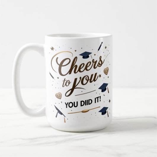 Proost op u Afstuderen Mok – Elegant Goud Pet (Links)
