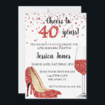 Proost op veertig 40 jaar rode glitterschoenen wij kaart<br><div class="desc">Dit ontwerp is gemaakt met digitale kunst. Het kan worden gepersonaliseerd in het aangegeven gebied of aangepast door de optie "Klik om verder aan te passen" te kiezen en de naam, initialen of woorden te wijzigen. U kunt ook de tekstkleur en -stijl wijzigen of de tekst verwijderen voor een ontwerp...</div>
