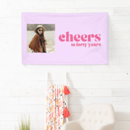 "Proost op veertig jaar" Retro Paarse 40e verjaard Spandoek