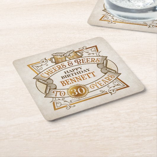 Proost op verjaardag kartonnen onderzetters (Schuin)