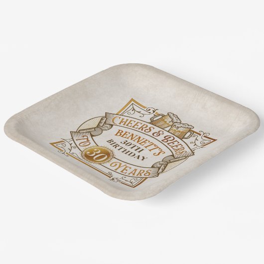 Proost op verjaardag papieren bordje (Gebogen)