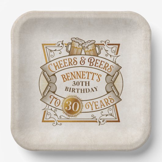 Proost op verjaardag papieren bordje (Voorkant)