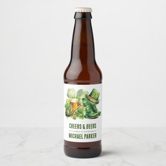 Proost op verjaardag St Patrick's Day Bier Etiket (Voorkant)