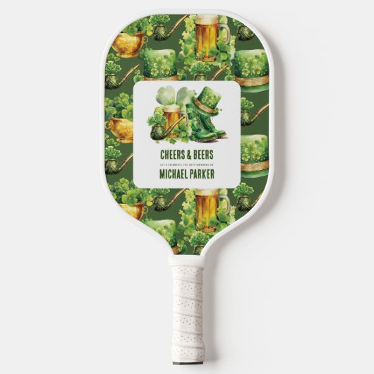 Proost op verjaardag St Patrick's Day Pickleball Paddle (Voorkant)