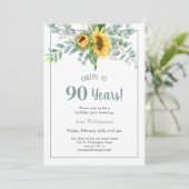 Proost op verjaardag van 90 jaar zonnebloem kaart (Staand voorkant)