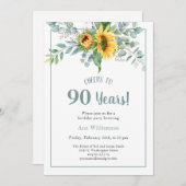Proost op verjaardag van 90 jaar zonnebloem kaart (Voorkant / Achterkant)