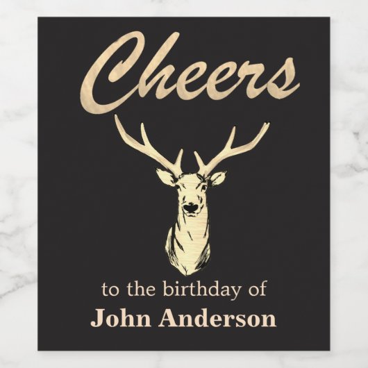 Proost op verjaardagshertengewei wijn etiket (Enkel label)