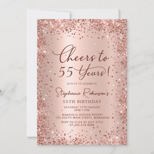 Proost op Vijfenvijftig Jaar Roze Goud 55e Verjaar Kaart (Voorkant)