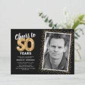 Proost op Vijftig Jaar 50e Verjaardagsfoto Kaart (Staand voorkant)