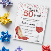 Proost op vijftig jaar rode glitterschoenen met wi flyer
