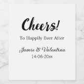 Proost op voor altijd gelukkig met koppel naam dat wijn etiket (Enkel label)