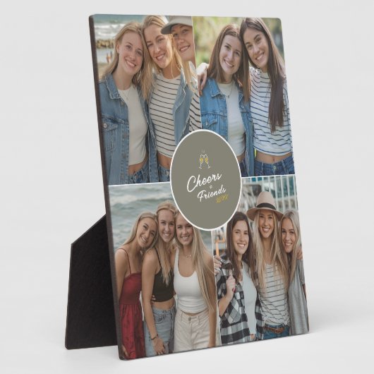 Proost op Vrienden 4 Foto Collage Chic Vriendschap Fotoplaat (Zijkant)