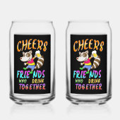Proost op vrienden die samen Drinken Blikvorm Glas (Voorkant)