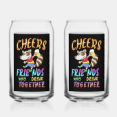Proost op vrienden die samen Drinken Blikvorm Glas (Achterkant)