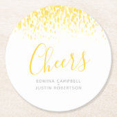 Proost op warmgele moderne kunst waterverf dabs ronde kartonnen onderzetter (Voorkant)