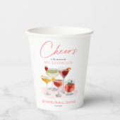 Proost op | Waterverf Cocktail Bruidsdiner Papieren Bekers (Voorkant)