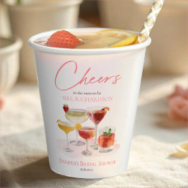 Proost op | Waterverf Cocktail Bruidsdiner Papieren Bekers