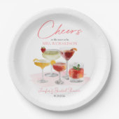 Proost op |  Waterverf Cocktails Bruidsborrel Papieren Bordje (Voorkant)