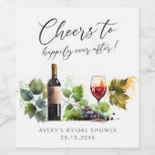 Proost op wijn thema waterverf bruidsdouche etiket (Enkel label)