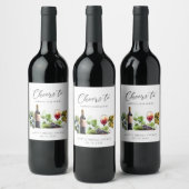 Proost op Winery Watercolor Bruidsdiner Wijn Etiket (Flessen)