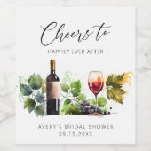 Proost op Winery Watercolor Bruidsdiner Wijn Etiket (Enkel label)